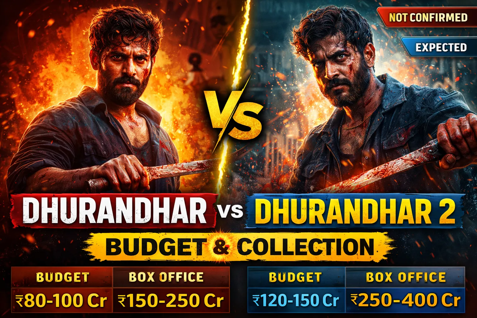 📝 Dhurandhar vs Dhurandhar 2 Budget and Box Office Collection | Full Comparison & Hit or Flop