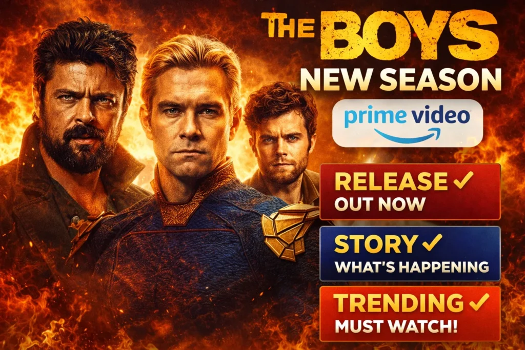 The Boys new season 2026 thumbnail showing main characters and release update on Prime Video